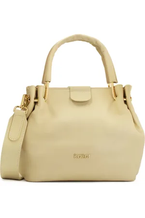 Kazar Torebki, Kobieta, Beżowy, ONE SIZE, Elegancka kremowa torebka z fałdą przy uchwytach