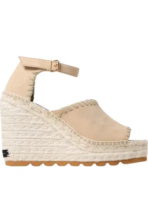 Stella McCartney Buty, Kobieta, Beżowy, 41 EU, Eleganckie Espadryle na Koturnie z Klamrą