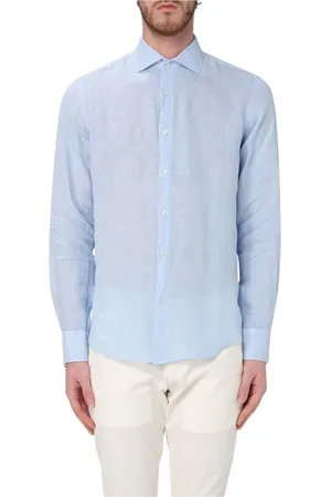 Paul & Shark Koszule, Mężczyzna, Niebieski, L, Casual Koszula lniana z długim rękawem