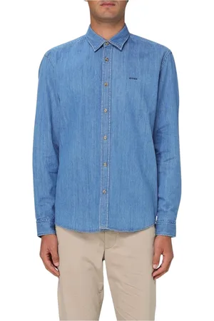 HUGO BOSS Koszule, Mężczyzna, Niebieski, S, Denim, Niebieska Koszula Dżinsowa z Długim Rękawem