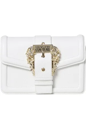VERSACE Torebki, Kobieta, Biały, ONE SIZE, Elegancka Heart Buckle Torba na ramię