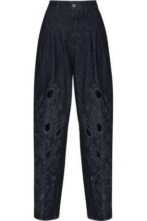 Dondup Jeansy, Kobieta, Niebieski, W25, Denim, Niebieskie Jeansyy z Wyhaftowaną Koronką
