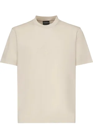 Emporio Armani Koszulki, Mężczyzna, Beżowy, XL, Beżowe T-shirty i Pola z Logo