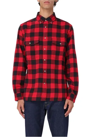 Woolrich Koszule, Mężczyzna, Czerwony, M, Czerwona Koszula Flanelowa w Kratę