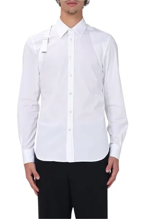 Alexander McQueen Koszule, Mężczyzna, Biały, XL, Biała Koszula z Paskiem