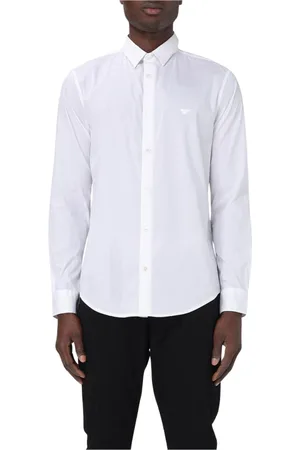 Emporio Armani Koszule, Mężczyzna, Biały, L, Biała Koszula Bawełniana Stylowa Męska Moda