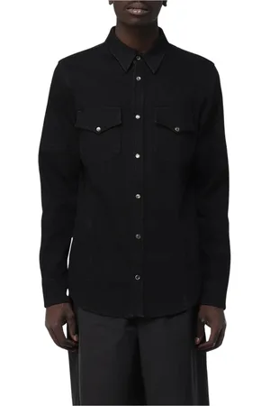 Alexander McQueen Koszule, Mężczyzna, Czarny, S, Denim, Stretch Denim Western Shirt