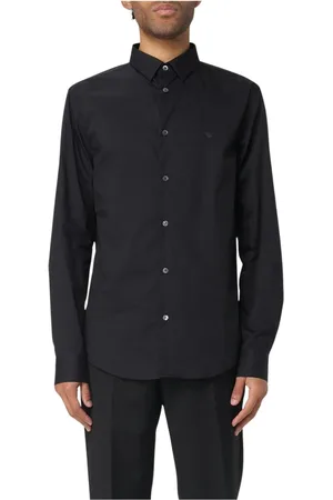 Emporio Armani Koszule, Mężczyzna, Czarny, S, Klasyczna Biała Koszula