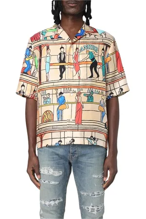 AMIRI Koszule, Mężczyzna, Beżowy, M, Jedwabny Casual Top Bar Szkło Barwione