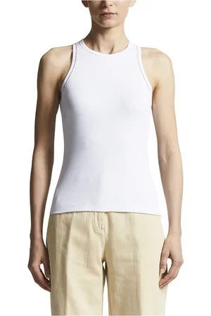 PESERICO SIGN Koszulki, Kobieta, Biały, XS, Micro rib stretch jersey top