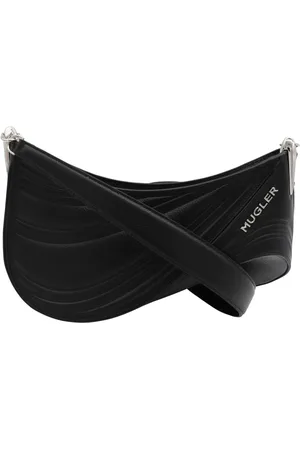 MUGLER Torebki, Kobieta, Czarny, ONE SIZE, Czarna Spiral Curve Torba na ramię