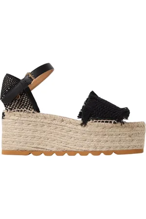 Stella McCartney Buty, Kobieta, Czarny, 37 EU, Czarne Platformy na Koturnie Sandały
