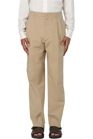 LARDINI Spodnie, Mężczyzna, Beżowy, L, Eleganckie Plisowane Bawełniane Spodnie Casual