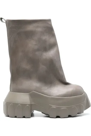 Rick Owens Buty, Mężczyzna, Szary, 41 EU, Szare Buty z Okrągłym Nosem