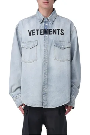 Vetements Koszule, Mężczyzna, Niebieski, L, Klasyczna Niebieska Koszula z Guzikami
