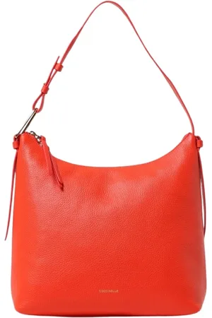 Coccinelle Torebki, Kobieta, Pomarańczowy, ONE SIZE, Skórzana Torba Tote w Żywej Pomarańczy