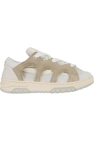 PAURA Buty, Kobieta, Beżowy, 37 EU, Zamsz, Białe Sneakersy z siateczki i zamszu