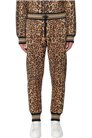 Dolce & Gabbana Spodnie, Mężczyzna, Wielobarwność, S, Leopard Print Joggers Stylowe Spodnie