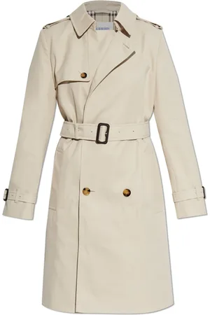 Burberry Płaszcze, Kobieta, Beżowy, XS, Bawełna, Płaszcz Trench z Kieszeniami
