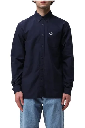 Fred Perry Koszule, Mężczyzna, Niebieski, M, Granatowa Koszula Oxford z Długim Rękawem