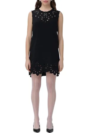 ERMANNO SCERVINO Sukienki, Kobieta, Czarny, M, Czarna Mini Sukienka Laser Cut