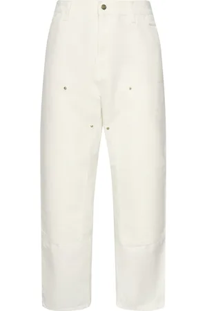 Carhartt Jeansy, Mężczyzna, Beżowy, W33, Beżowe Spodnie z Potrójnym Szyciem