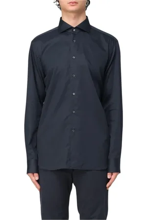 corneliani Koszule, Mężczyzna, Czarny, XL, Niebieska Koszula Slim Fit