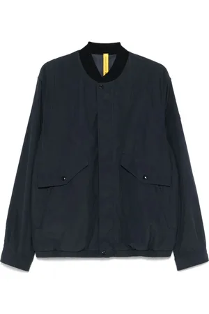 Moncler Kurtki, Mężczyzna, Niebieski, L, Granatowy płaszcz z zamkiem błyskawicznym