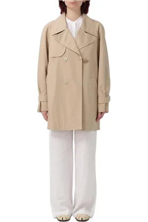 FAY Płaszcze, Kobieta, Żółty, M, Hazel Double-Breasted Trench Coat