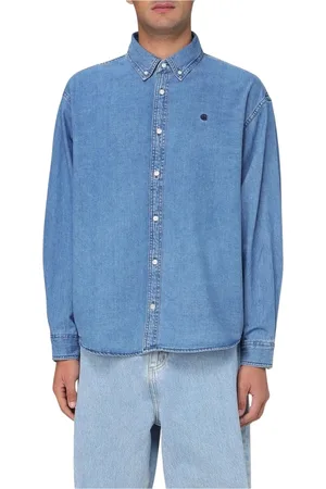 Carhartt Koszule, Mężczyzna, Niebieski, M, Denim, Niebieska Koszula Regular Fit Długi Rękaw