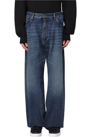 Dolce & Gabbana Jeansy, Mężczyzna, Niebieski, S, Denim, Luźne jeansy z szerokimi nogawkami