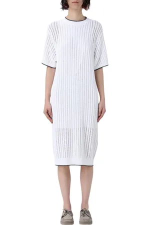 Brunello Cucinelli Sukienki, Kobieta, Biały, XS, Biała Sukienka Midi A-Line