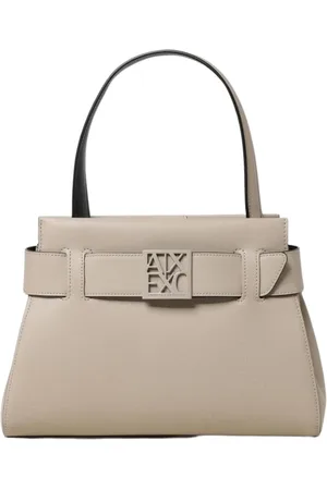 Armani Exchange Torebki, Kobieta, Beżowy, ONE SIZE, Strukturalna Satchel z Detalem Paska