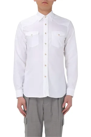 LARDINI Koszule, Mężczyzna, Biały, 2XL, Biała Koszula z Kieszeniami na Piersiach