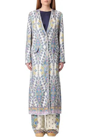 Etro Płaszcze, Kobieta, Wielobarwność, L, Elegancki Paisley Długi Płaszcz Zimowy