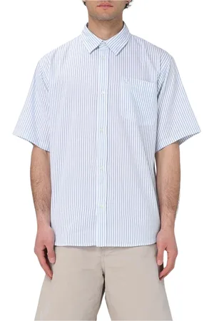 Carhartt Koszule, Mężczyzna, Niebieski, S, Wielobarwna Koszula w Paski z Krótkim Rękawem