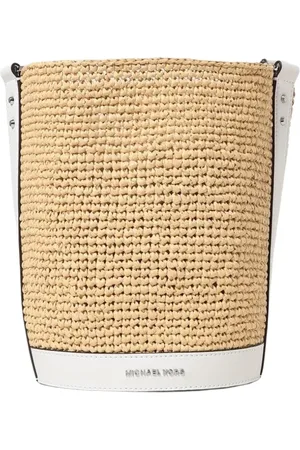 Michael Kors Torebki, Kobieta, Biały, ONE SIZE, Słomiana torba wiaderko w białym