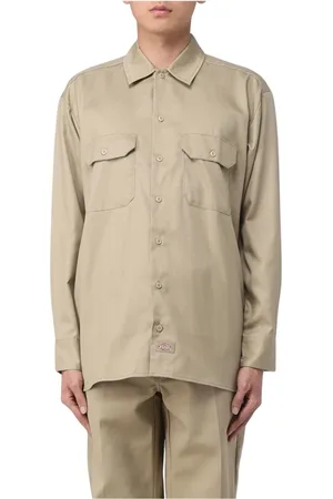 Dickies Koszule, Mężczyzna, Zielony, L, Khaki Koszula Robocza Długi Rękaw