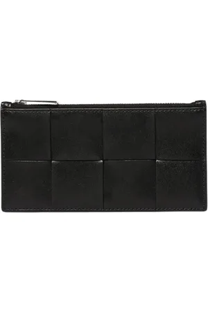 Bottega Veneta Akcesoria, Mężczyzna, Czarny, ONE SIZE, Czarna Skórzana Portmonetka na Zamek