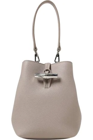 Longchamp Torebki, Kobieta, Szary, ONE SIZE, Zamsz, Elegancka Szara Torba Wiaderko