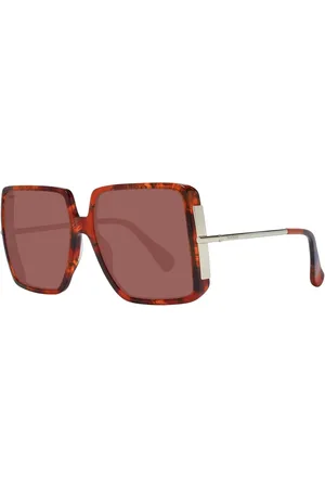 Max Mara Akcesoria, Kobieta, brązowy, ONE SIZE, Brązowe Okulary Przeciwsłoneczne Damskie Lustrzane Kwadratowy Styl