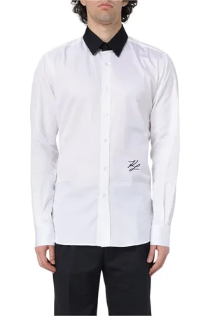 Karl Lagerfeld Koszule, Mężczyzna, Biały, 3XL, Koszula z długim rękawem z podpisem