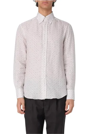 Brunello Cucinelli Koszule, Mężczyzna, Beżowy, S, Biała Koszula lniana Slim Fit