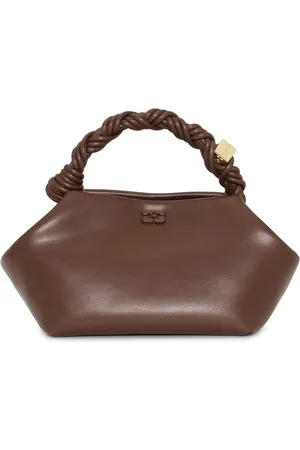 Ganni Torebki, Kobieta, brązowy, ONE SIZE, Brązowa Skórzana Torba na Ramię z Logo