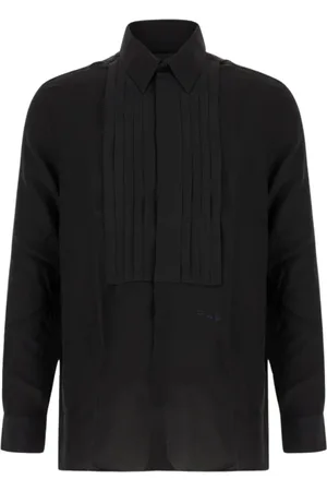 Givenchy Koszule, Mężczyzna, Czarny, M, Jedwabna Koszula z Plisą