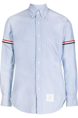 Thom Browne Koszule, Mężczyzna, Niebieski, S, Klasyczna Niebieska Koszula z Guzikami
