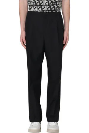 Fendi Spodnie, Mężczyzna, Czarny, L, Czarne Wełniane Spodnie Regular Fit