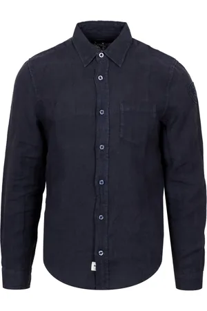 Blauer Koszule, Mężczyzna, Niebieski, 3XL, Len, Koszulka Casual
