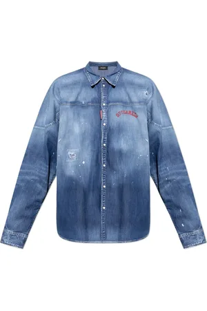 Dsquared2 Koszule, Mężczyzna, Niebieski, S, Denim, Jeanowa koszula