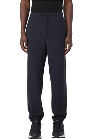 Emporio Armani Spodnie, Mężczyzna, Niebieski, XL, Eleganckie Beżowe Joggers dla Mężczyzn
